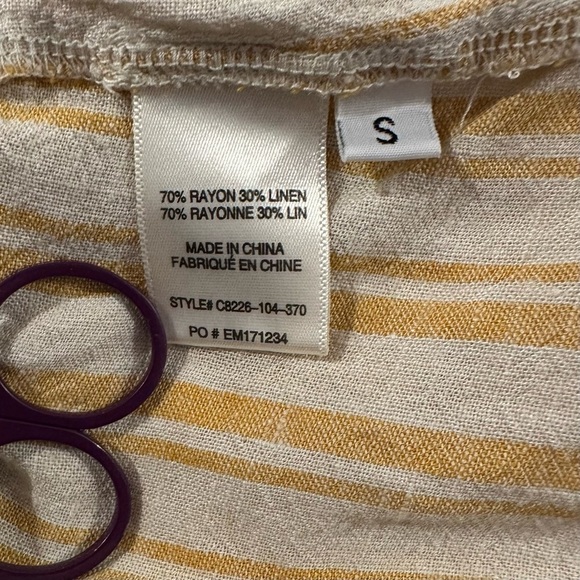 Cloth & Stone Anthropologie Yellow Striped Strapless frayed edge mini Dress Sz S - Picture 7 of 8